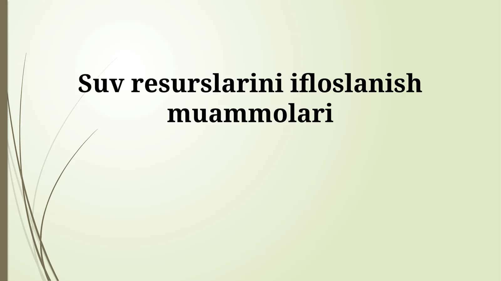 Suv resurslarini ifloslanish muammolari 1