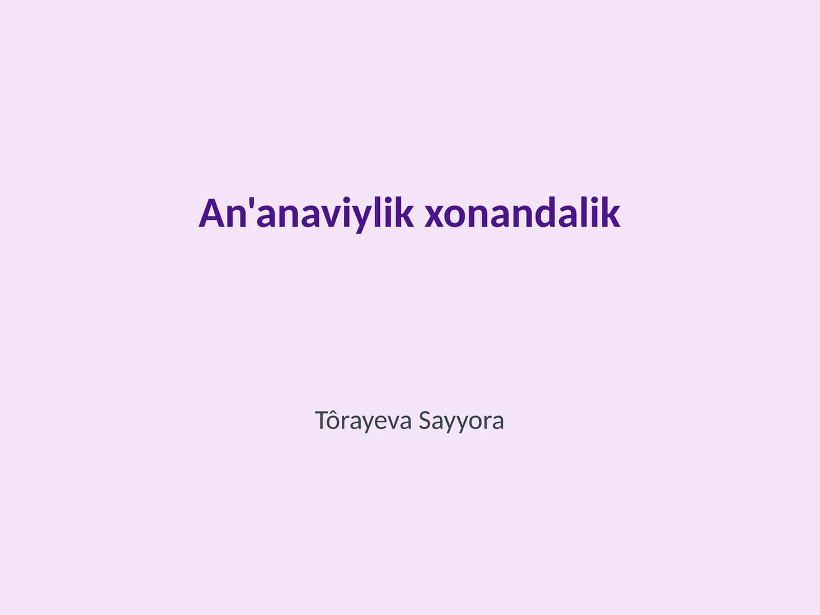 An'anaviylik xonandalik 1