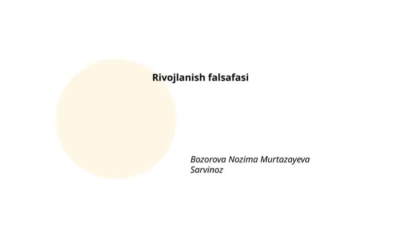 Rivojlanish falsafasi 1