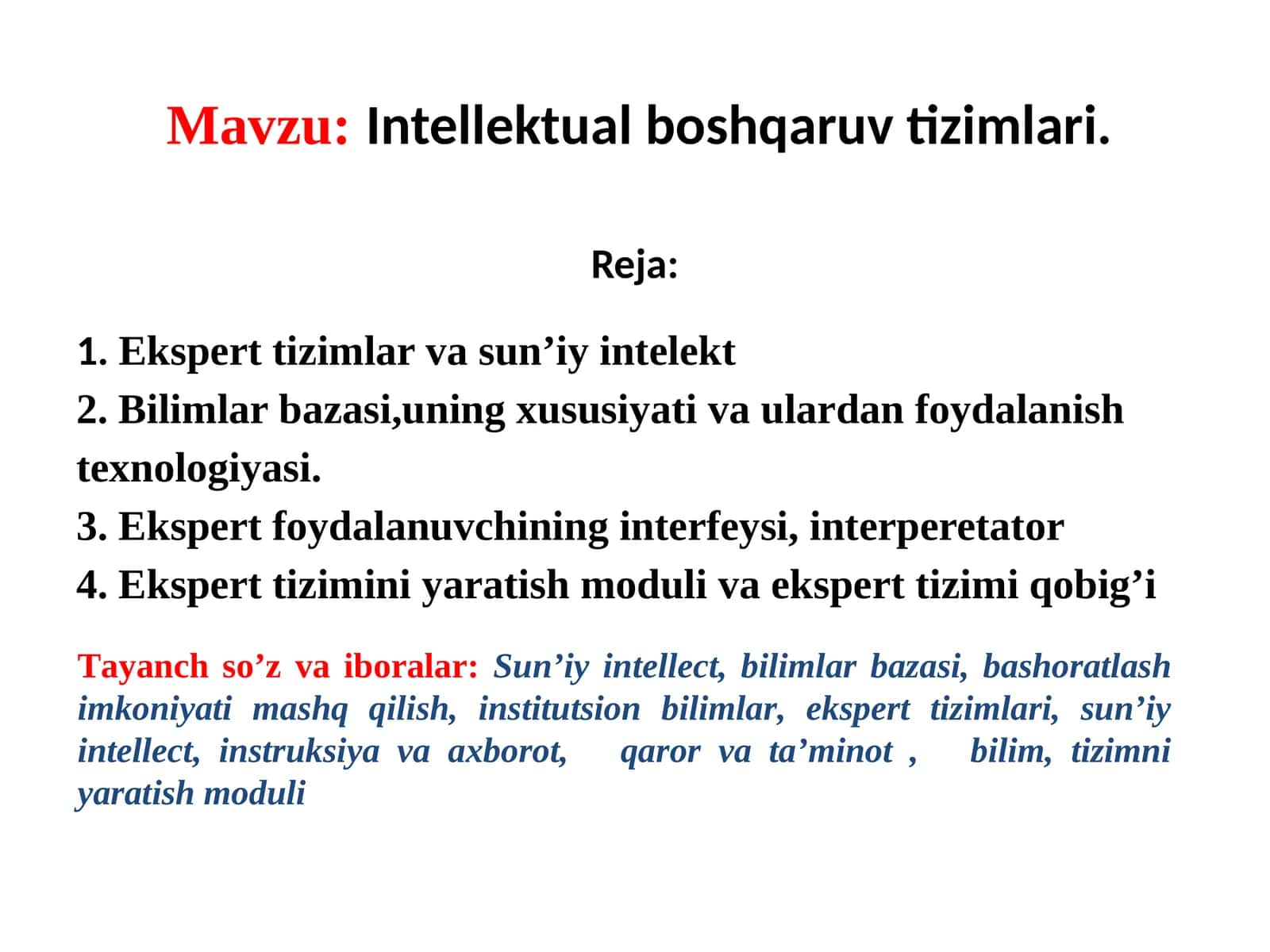 Intellektual boshqaruv tizimlari 1