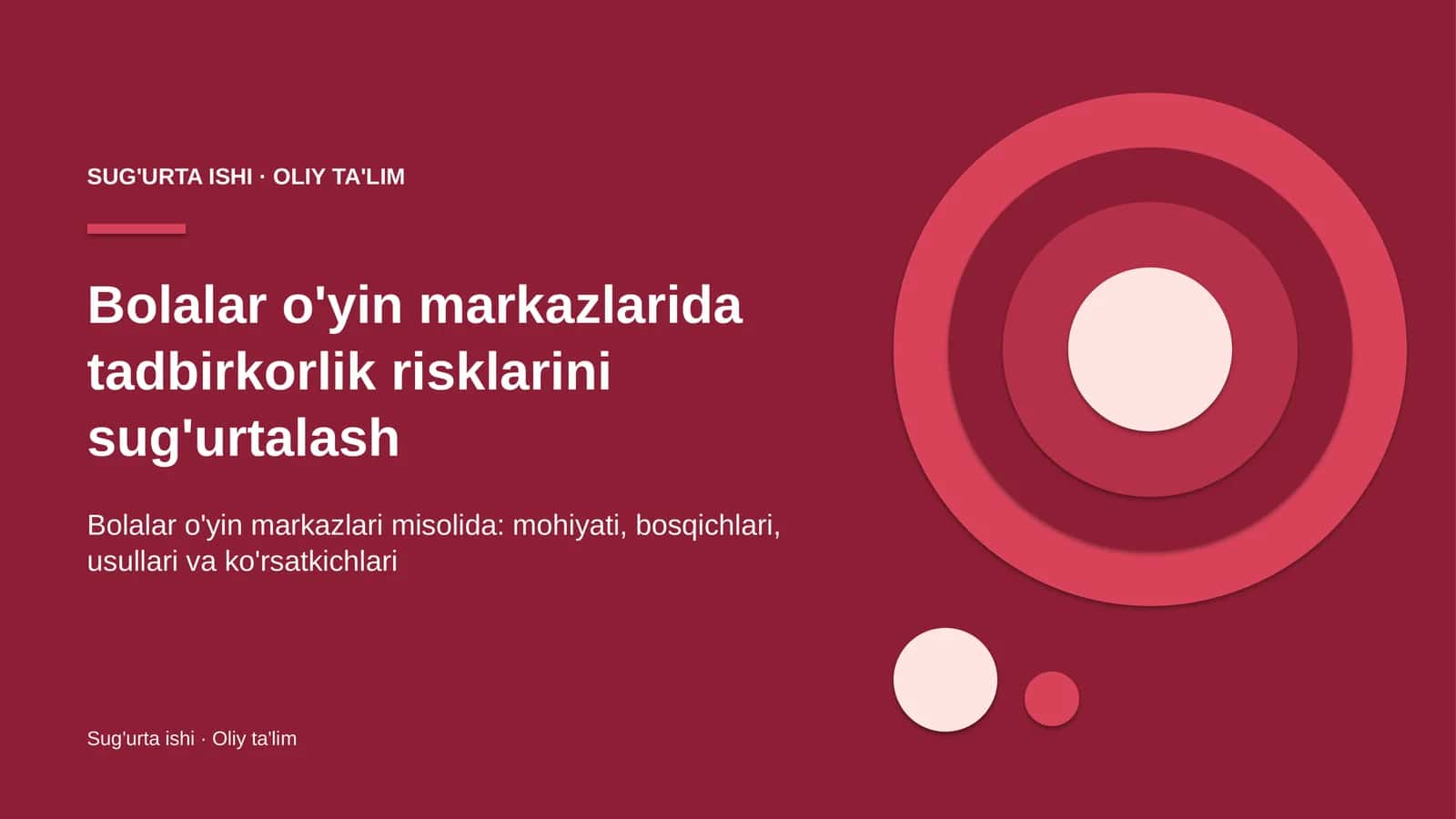 Bolalar o'yin markazlarida tadbirkorlik risklarini sug'urtalash 1