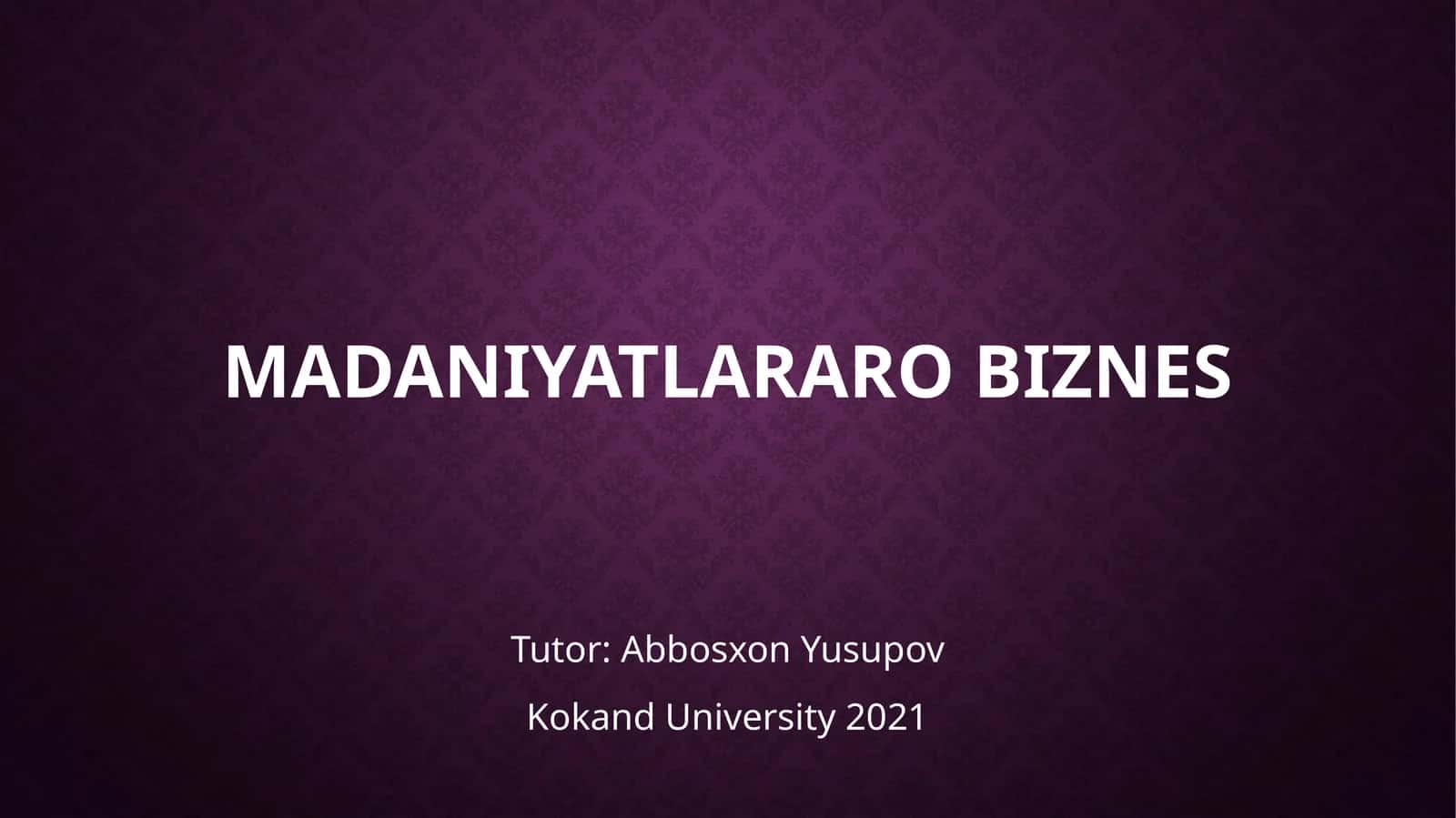 Madaniyatlararo biznes 1