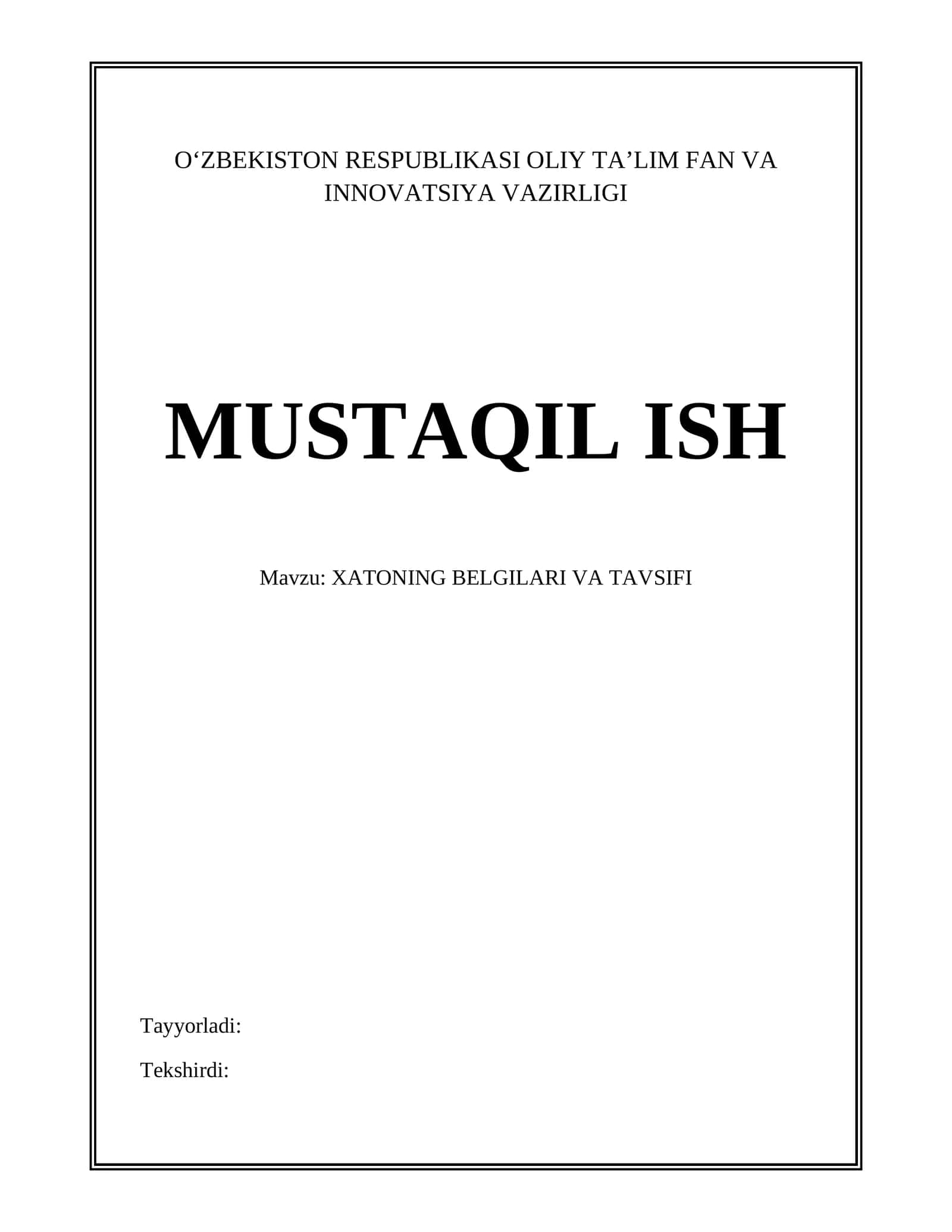 XATONING BELGILARI VA TAVSIFI 1