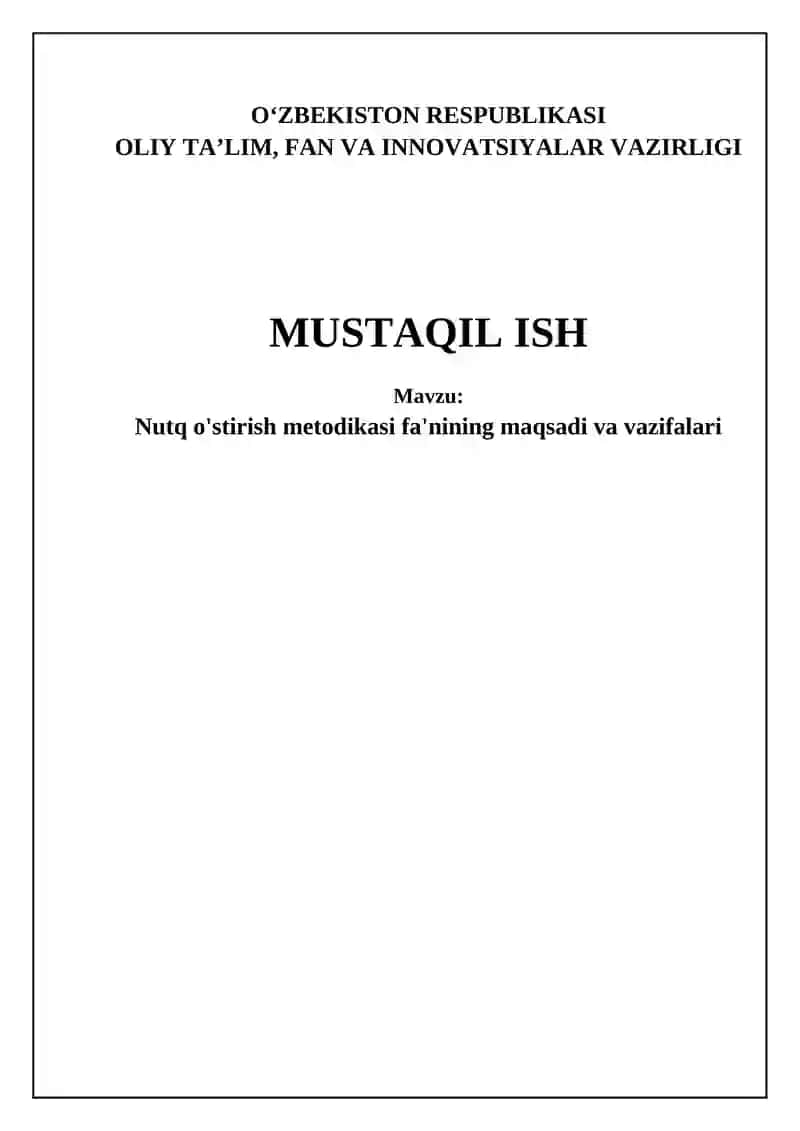 Nutq o'stirish metodikasi