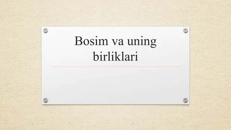 Bosim va uning birliklari 1