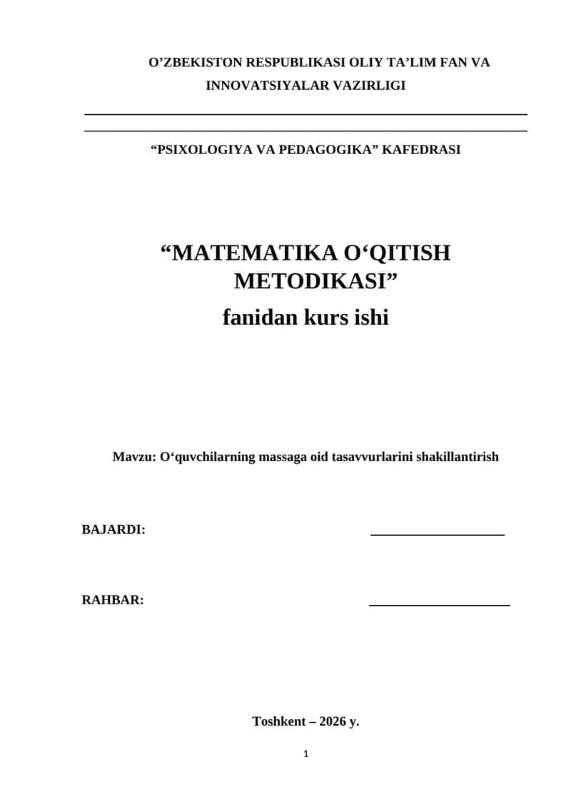 O‘quvchilarning massaga oid tasavvurlarini shakillantirish 1