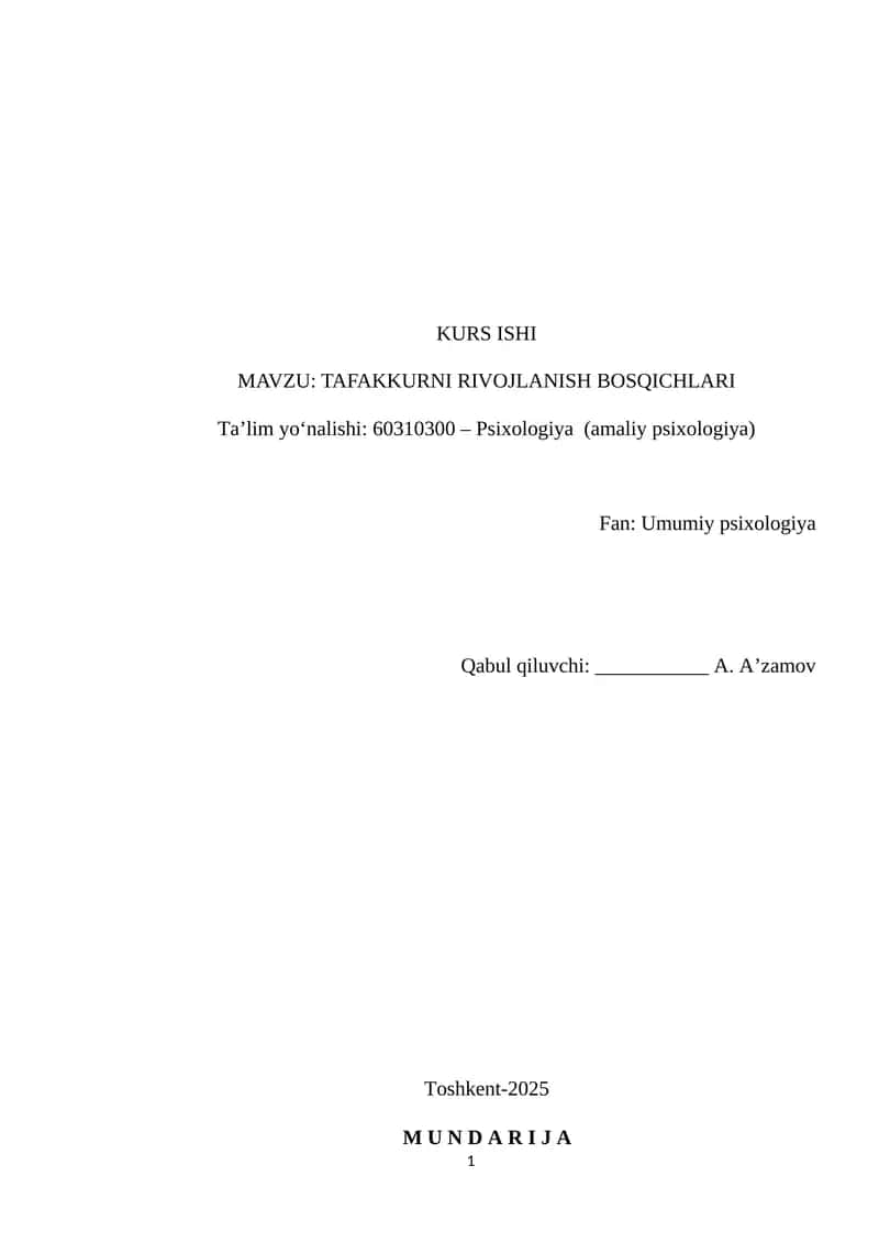TAFAKKURNI RIVOJLANISH BOSQICHLARI 1