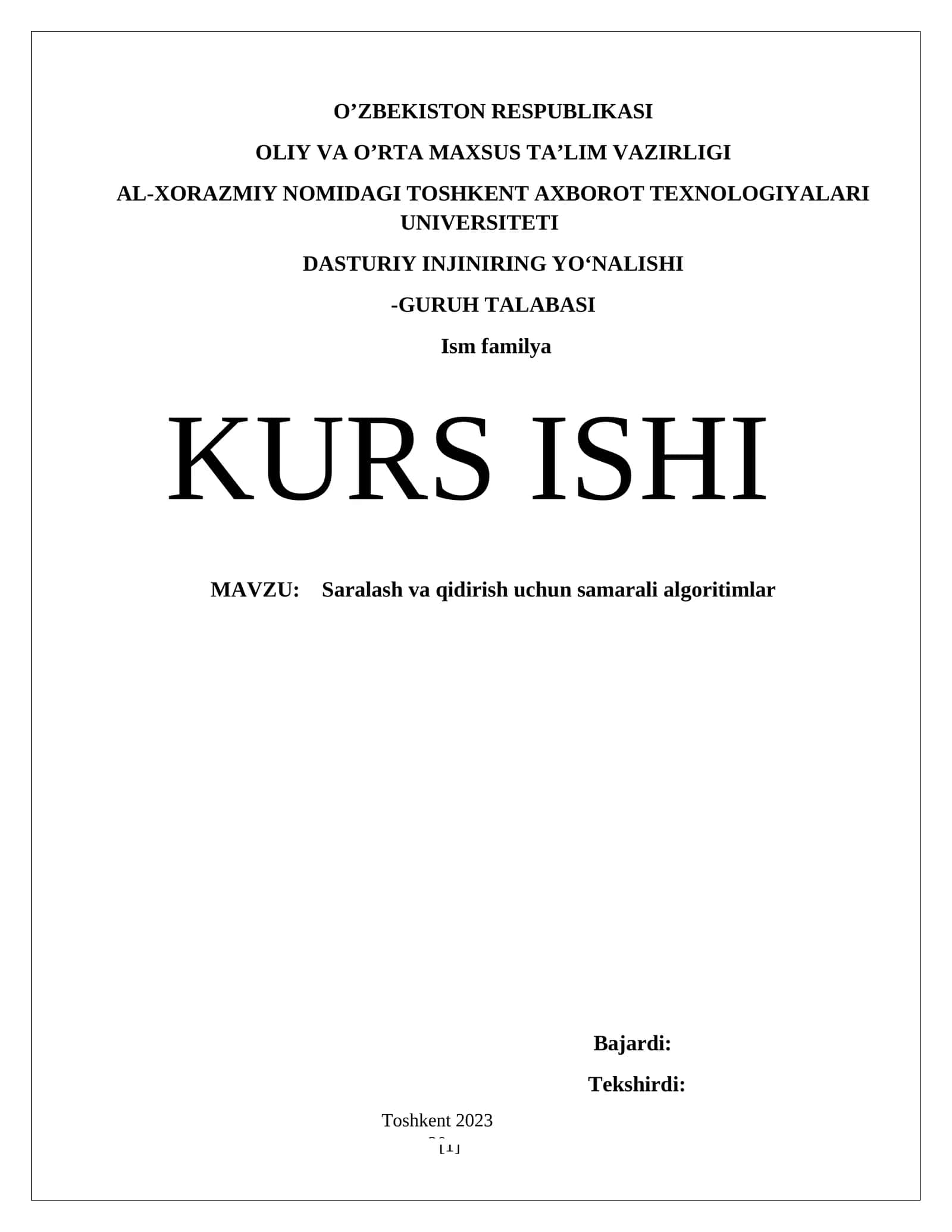 Saralash va qidirish uchun samarali algoritimlar 1