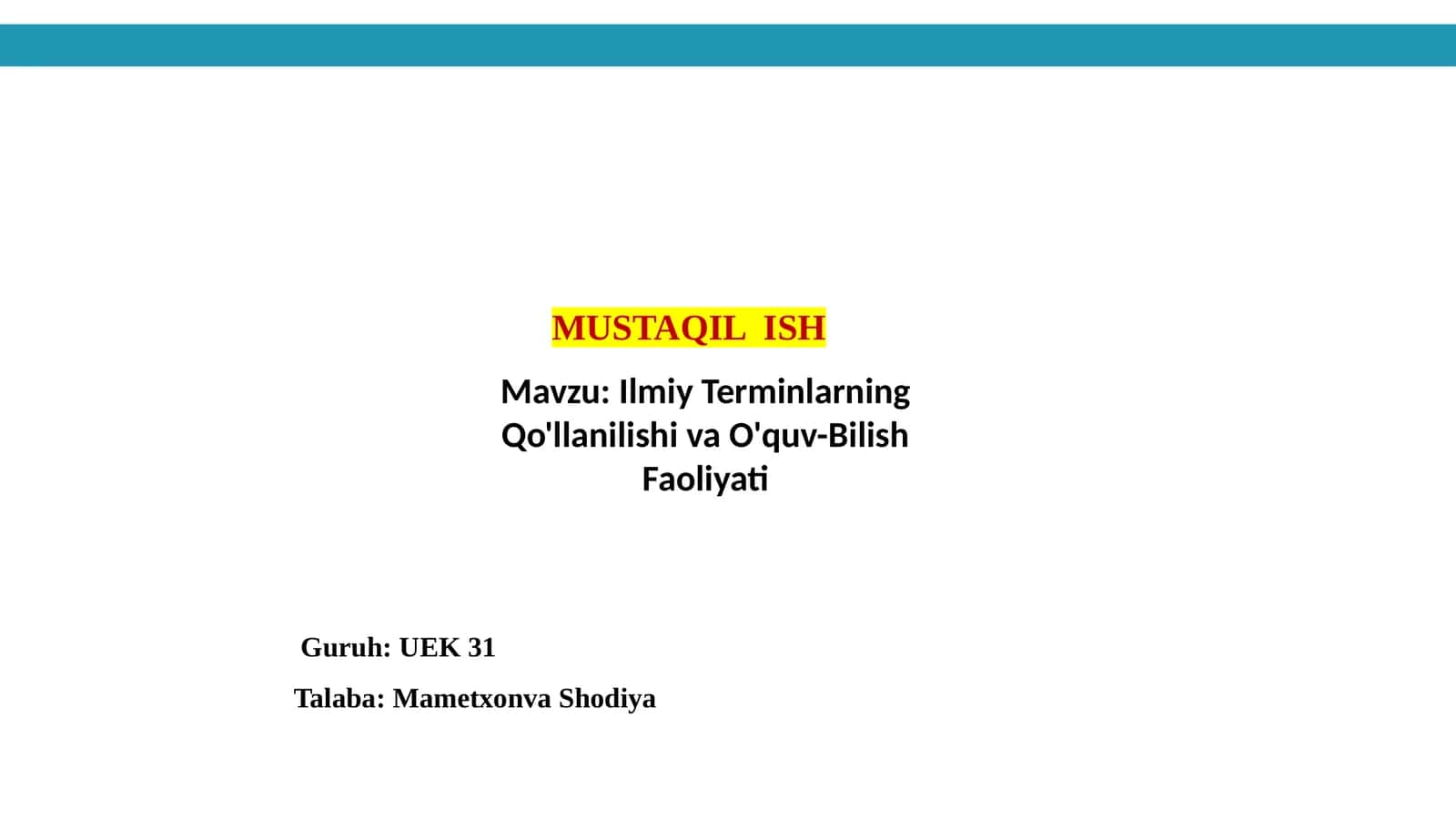 Ilmiy Terminlarning Qo'llanilishi va O'quv-Bilish Faoliyati 1