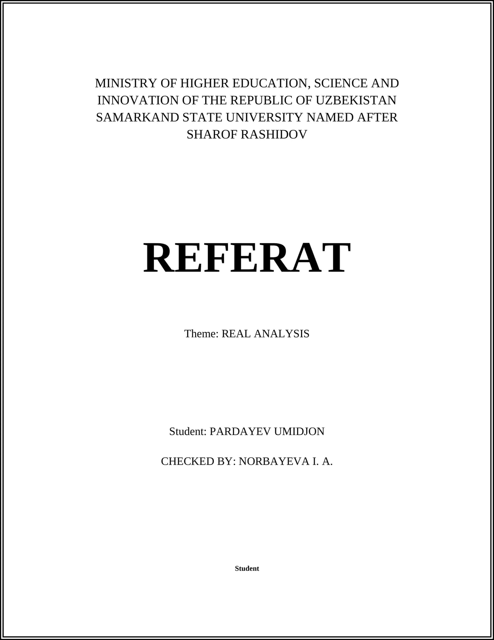 REAL ANALYSIS 1