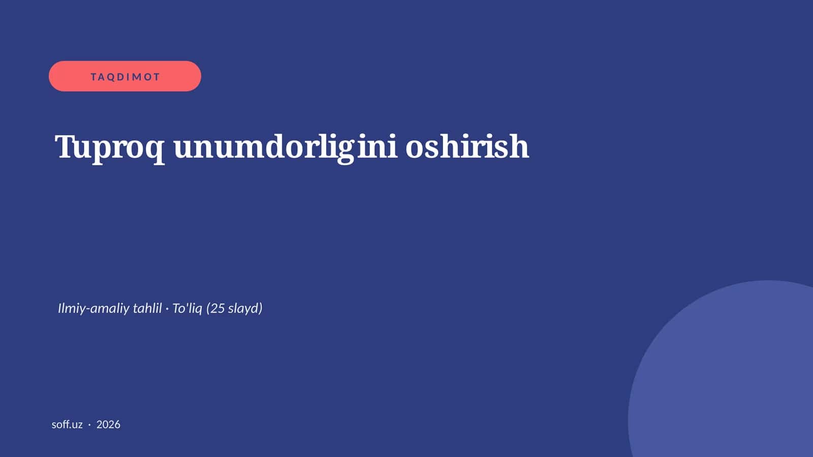 Tuproq unumdorligini oshirish 1