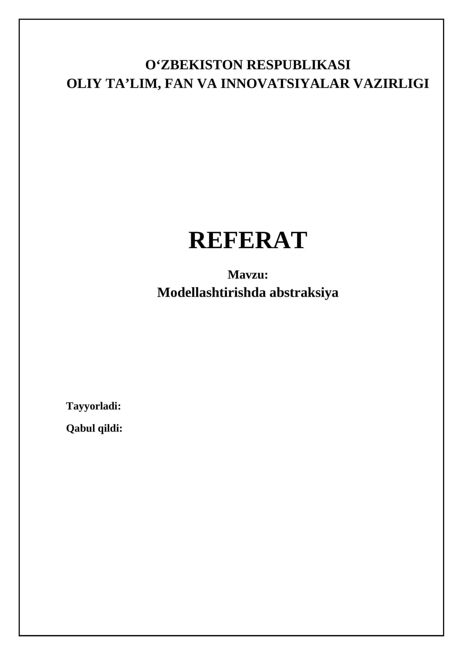 Modellashtirishda abstraksiya 1