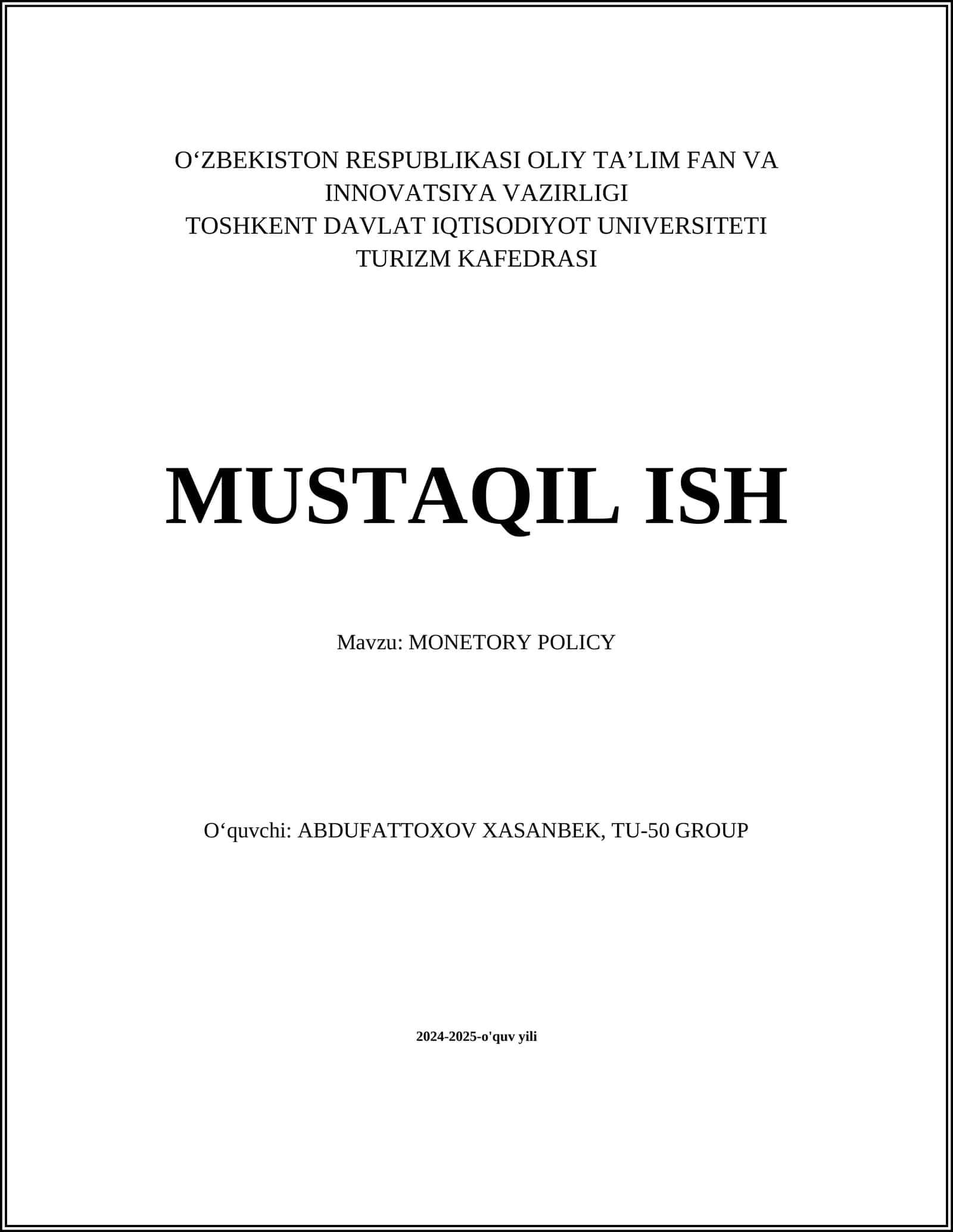 MONETORY POLICY 1
