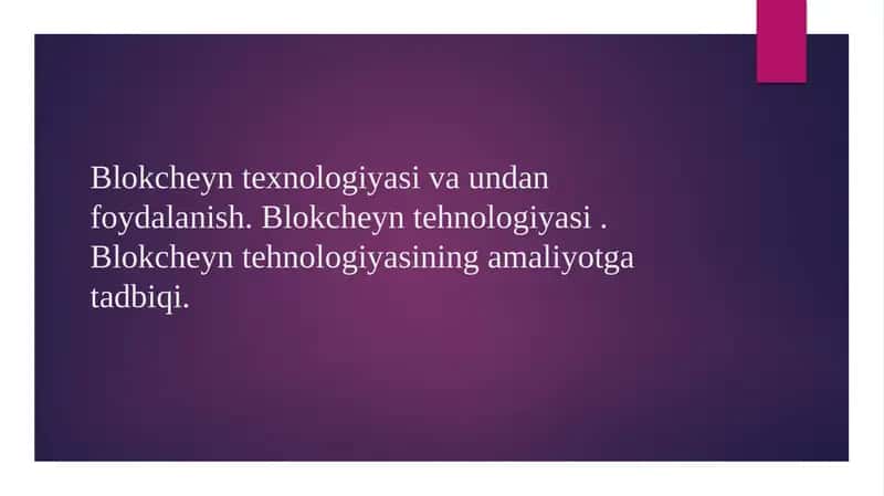 Blokcheyn Nima? 1