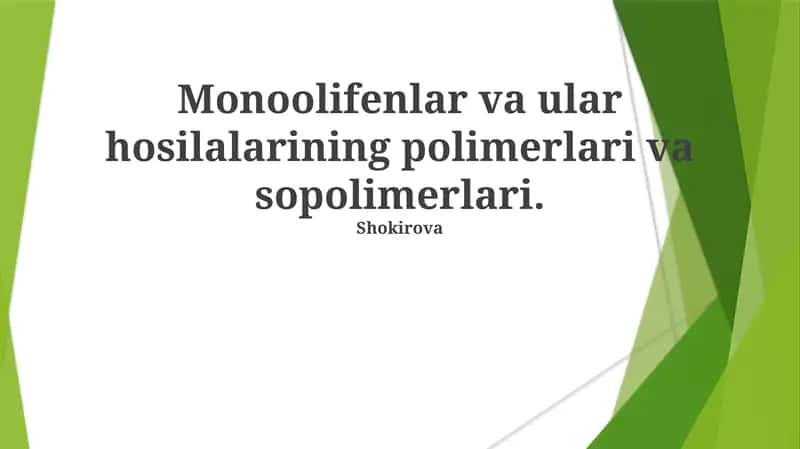 Monoolefin Polimerlanish Mexanizmlari 1