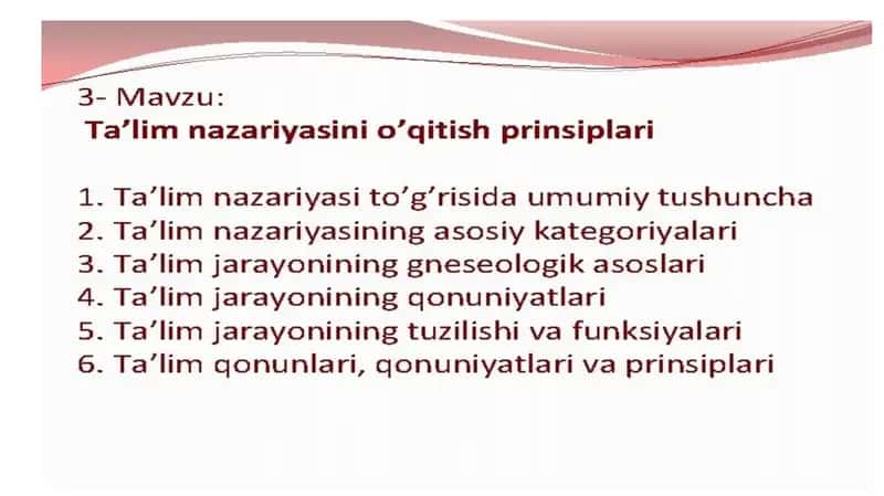 Ta’lim qonuniyatlari. 1