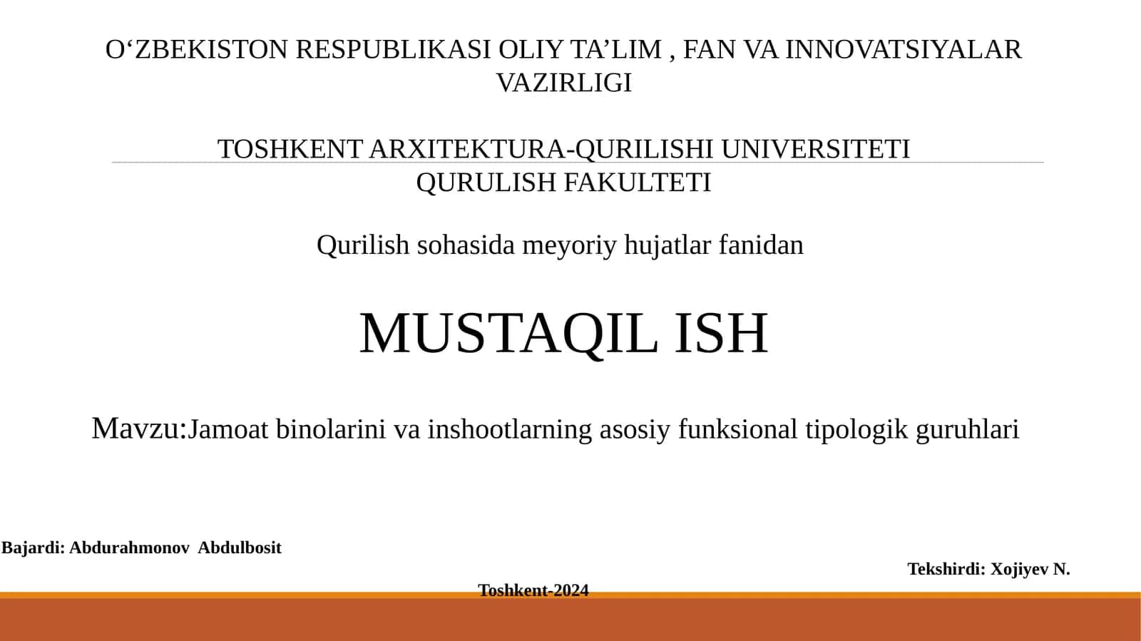 Jamoat binolarini va inshootlarning asosiy funksional tipologik guruhlari 1