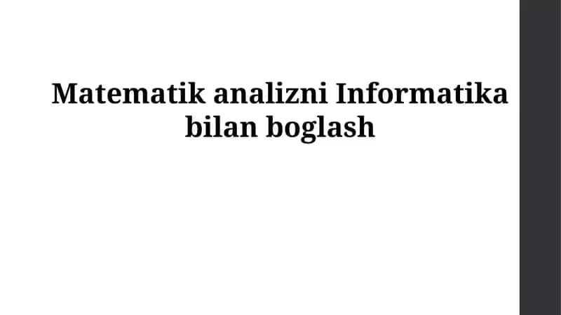 Matematik Analizni Informatika bilan boglash 1