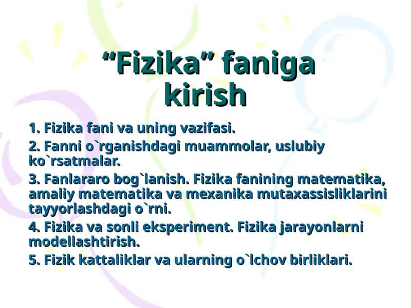 Fizika faniga kirish 1