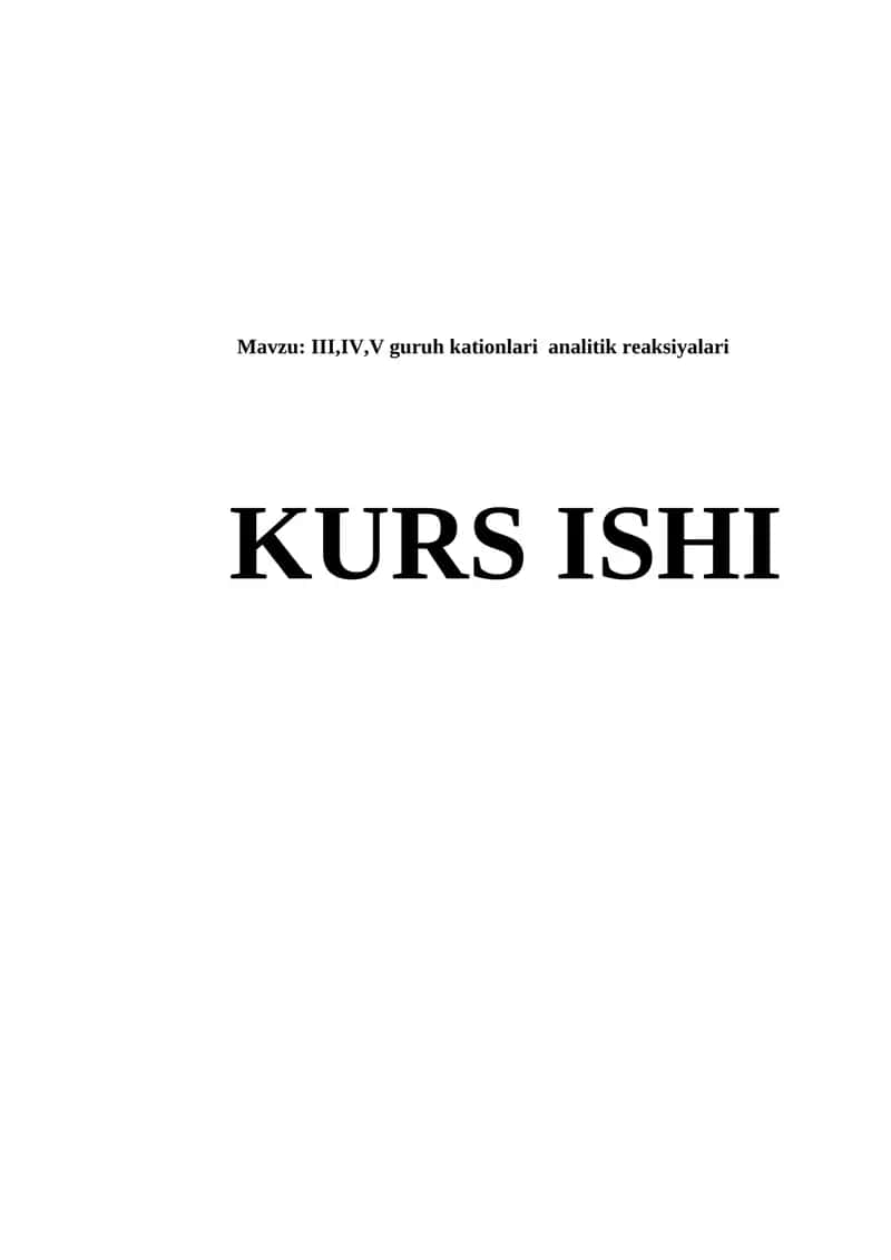 III,IV,V guruh kationlari  analitik reaksiyalari 1