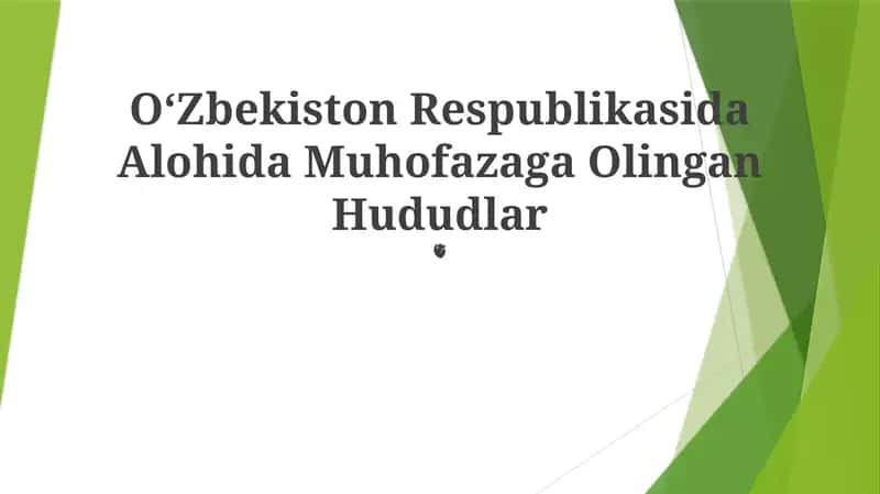 Oʻzbekiston Respublikasida Alohida Muhofazaga Olingan Hududlar 1