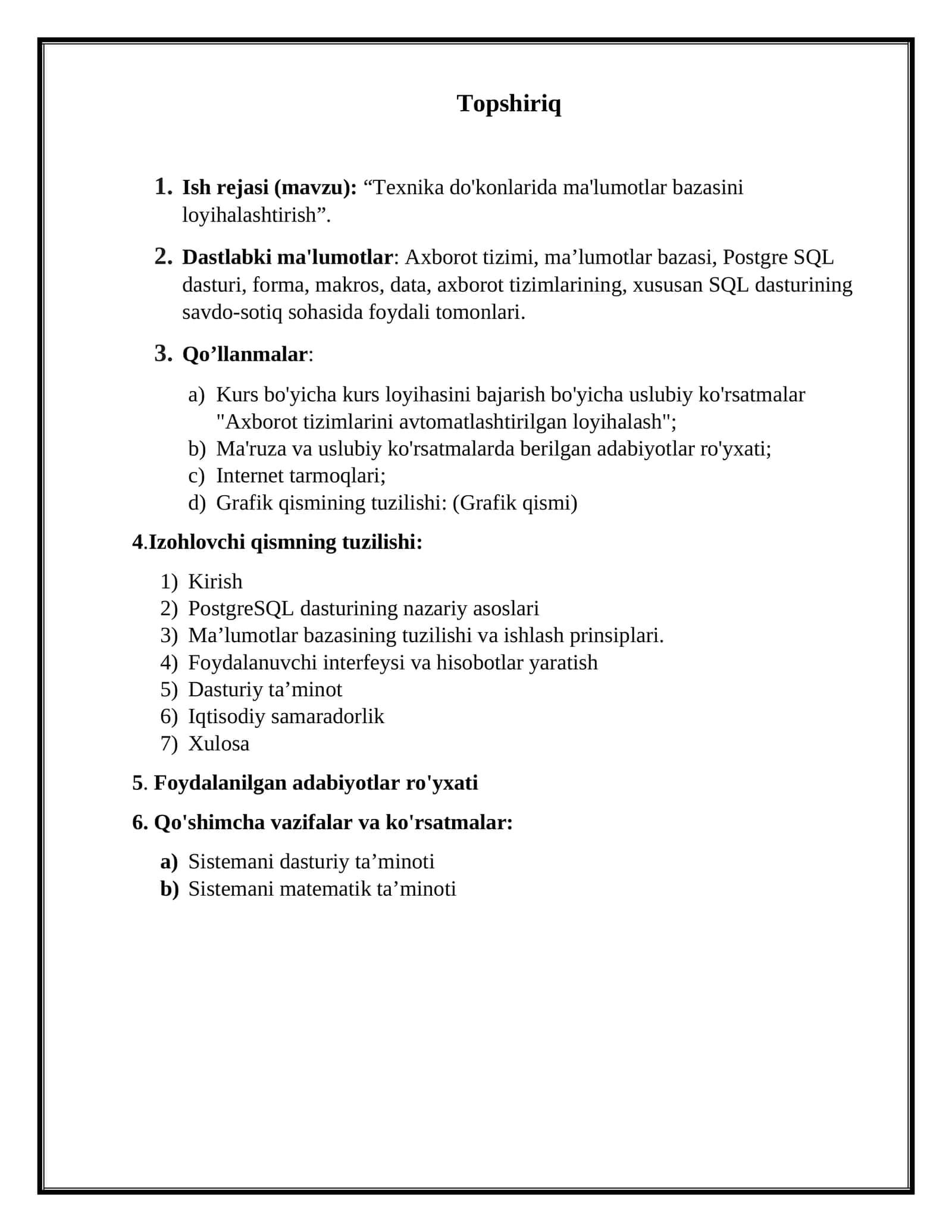 malumotlar bazasi mustaqil ish 1