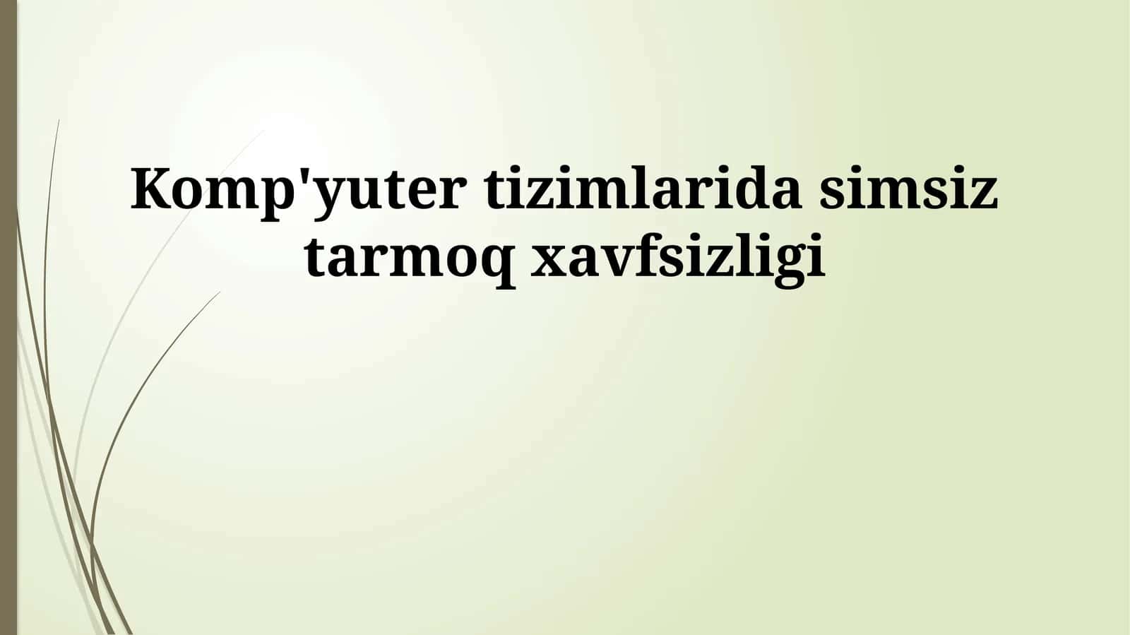 Komp'yuter tizimlarida simsiz tarmoq xavfsizligi 1