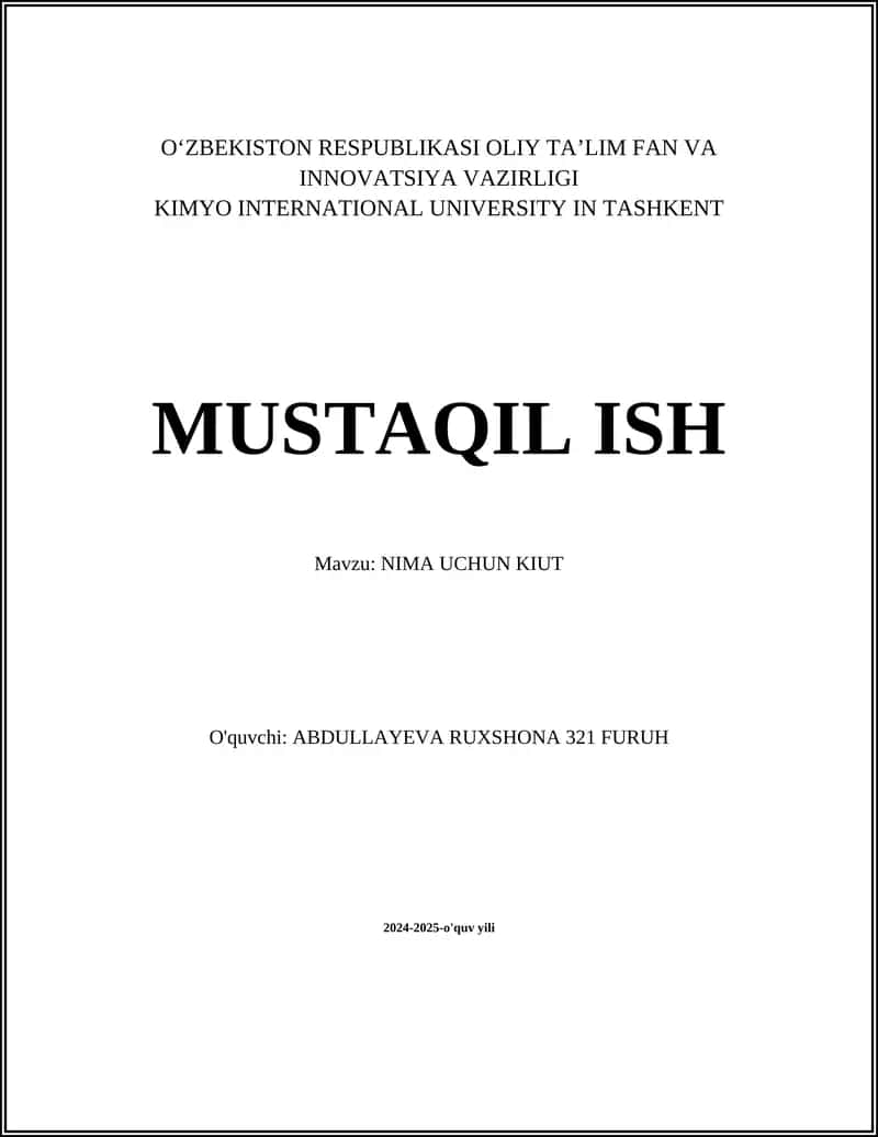 NIMA UCHUN KIUT 1