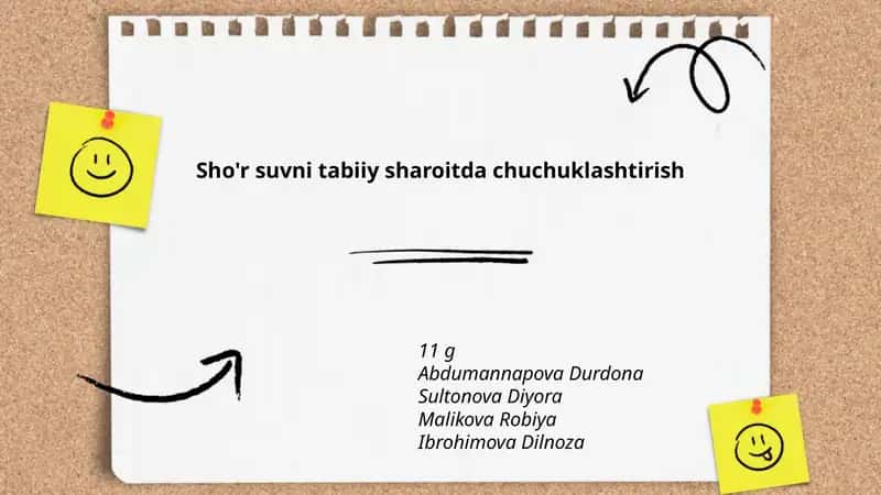 Sho'r suvni tabiiy sharoitda chuchuklashtirish 1