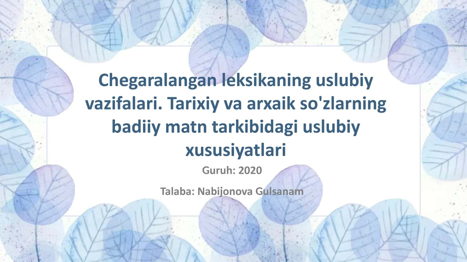 Chegaralangan leksikaning uslubiy vazifalari 1