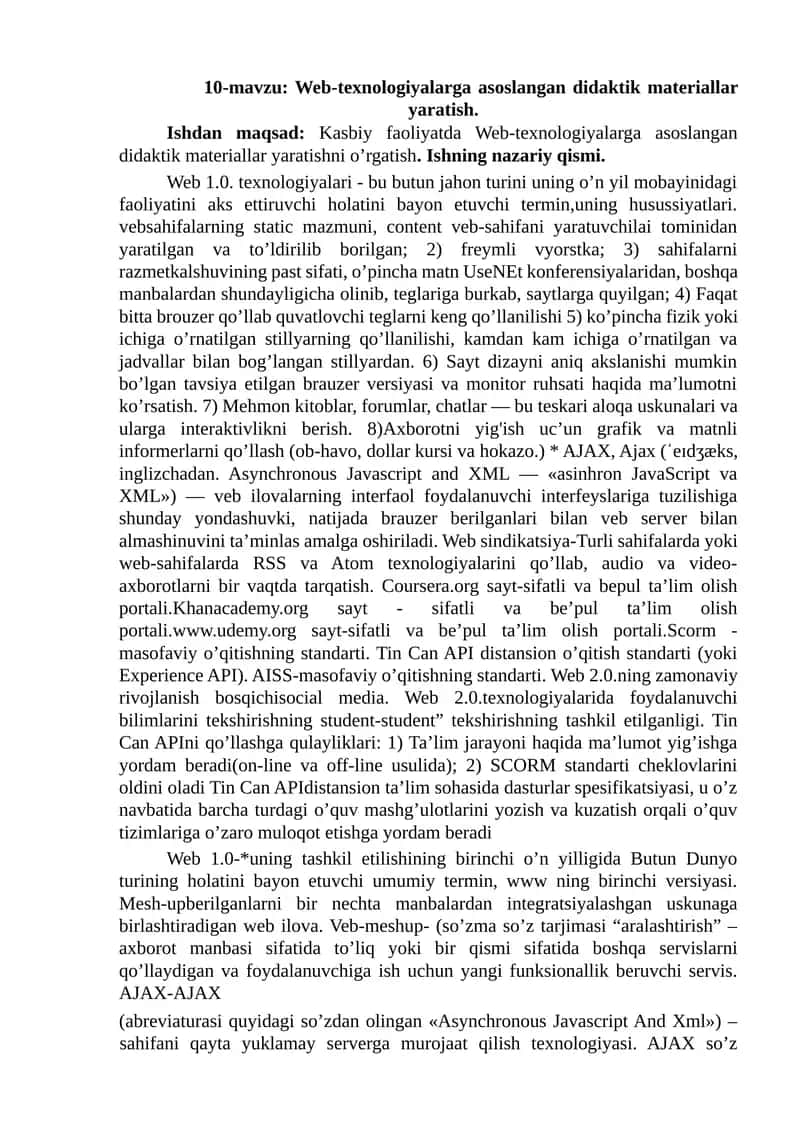 Web-texnologiyalarga asoslangan didaktik materiallar yaratish 1