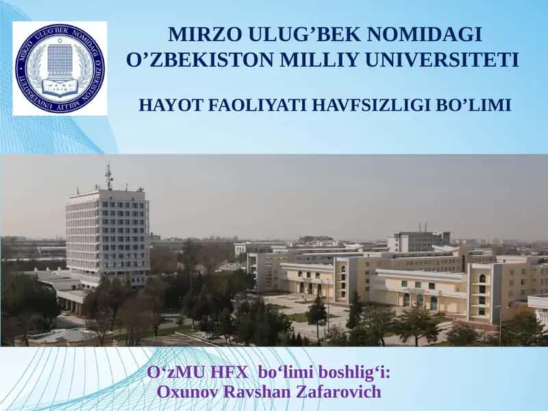 HAYOT FAOLIYATI HAVFSIZLIGI BO’LIMI 1