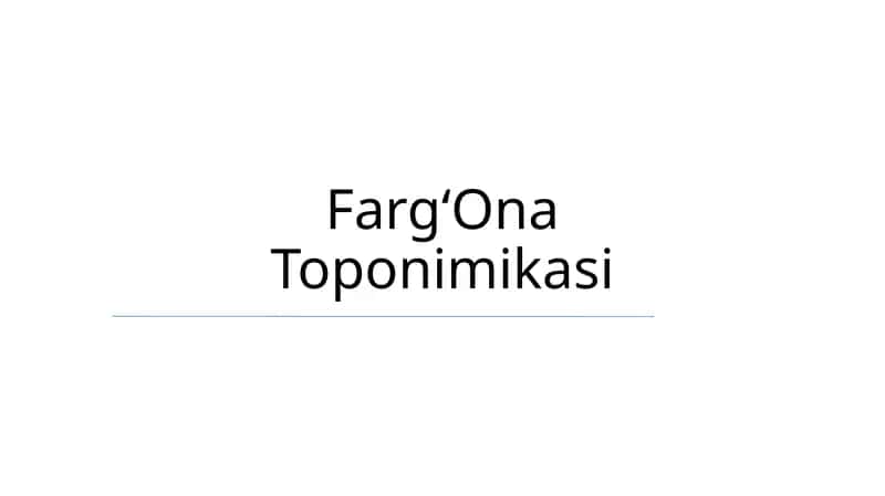 FargʻOna Toponimikasi 1