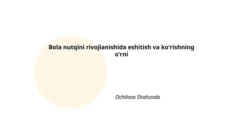Eshitish va ko'rishning o'rni 1