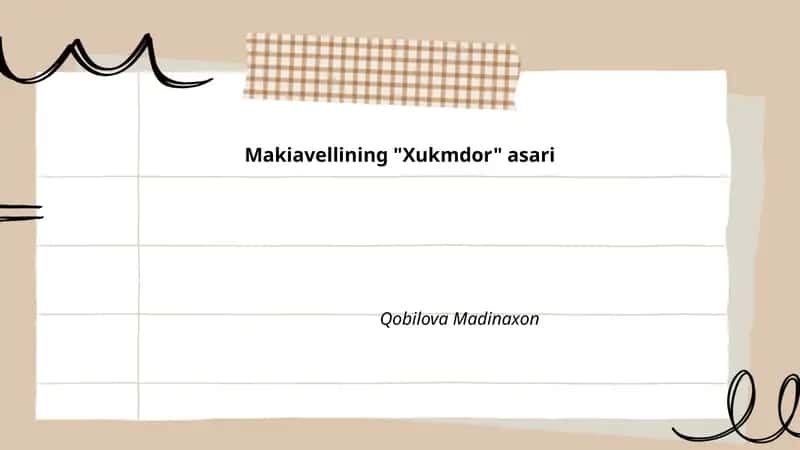 Makiavellining "Xukmdor" asari 1