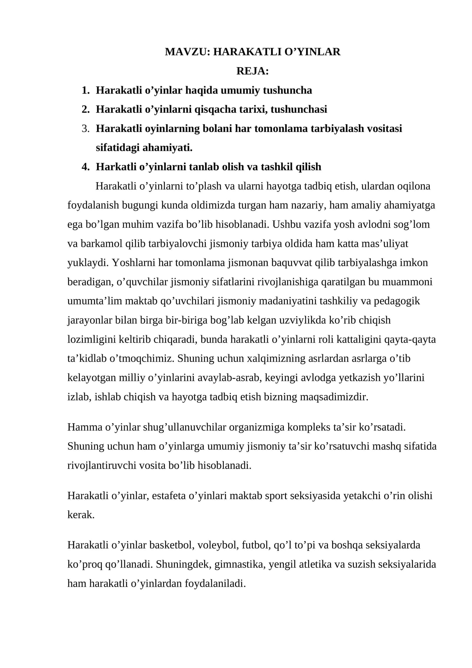 HARAKATLI O’YINLAR 1