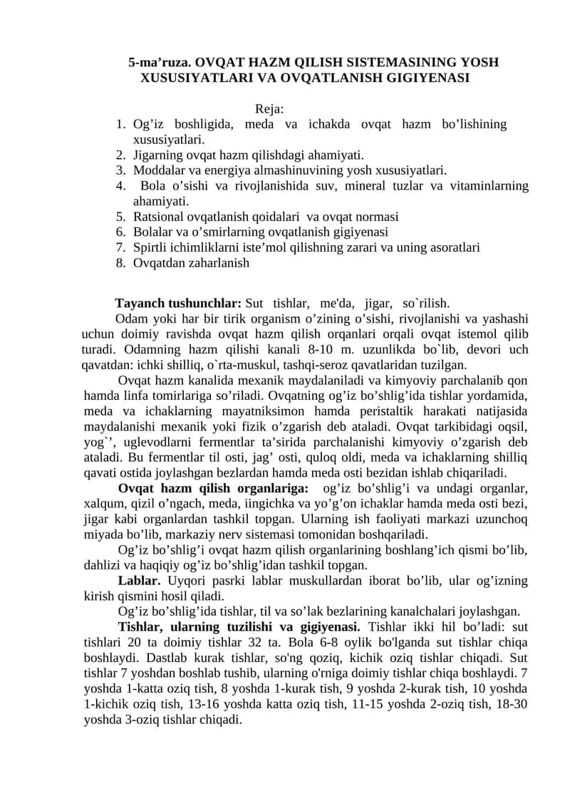 OVQAT HAZM QILISH SISTEMASI 1
