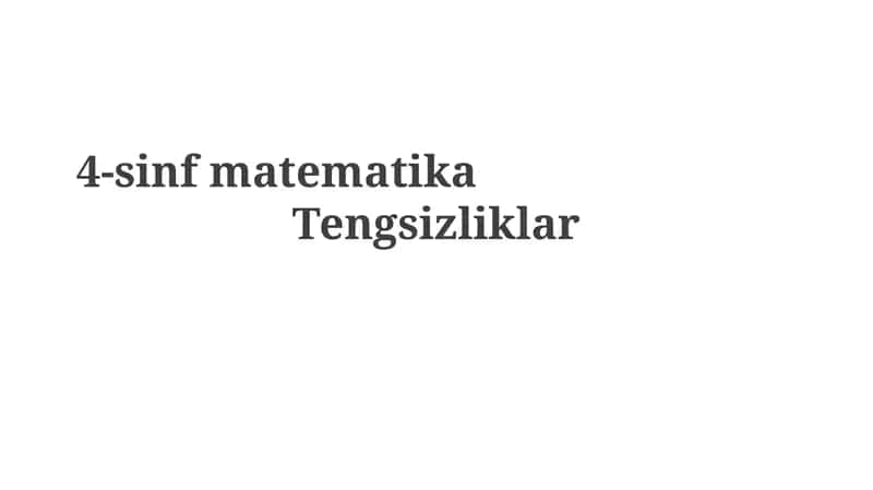 Tengsizliklar bilan misollar 1