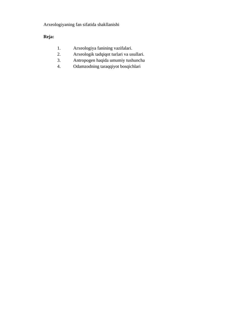 Arxeologiya fanining vazifalari 1