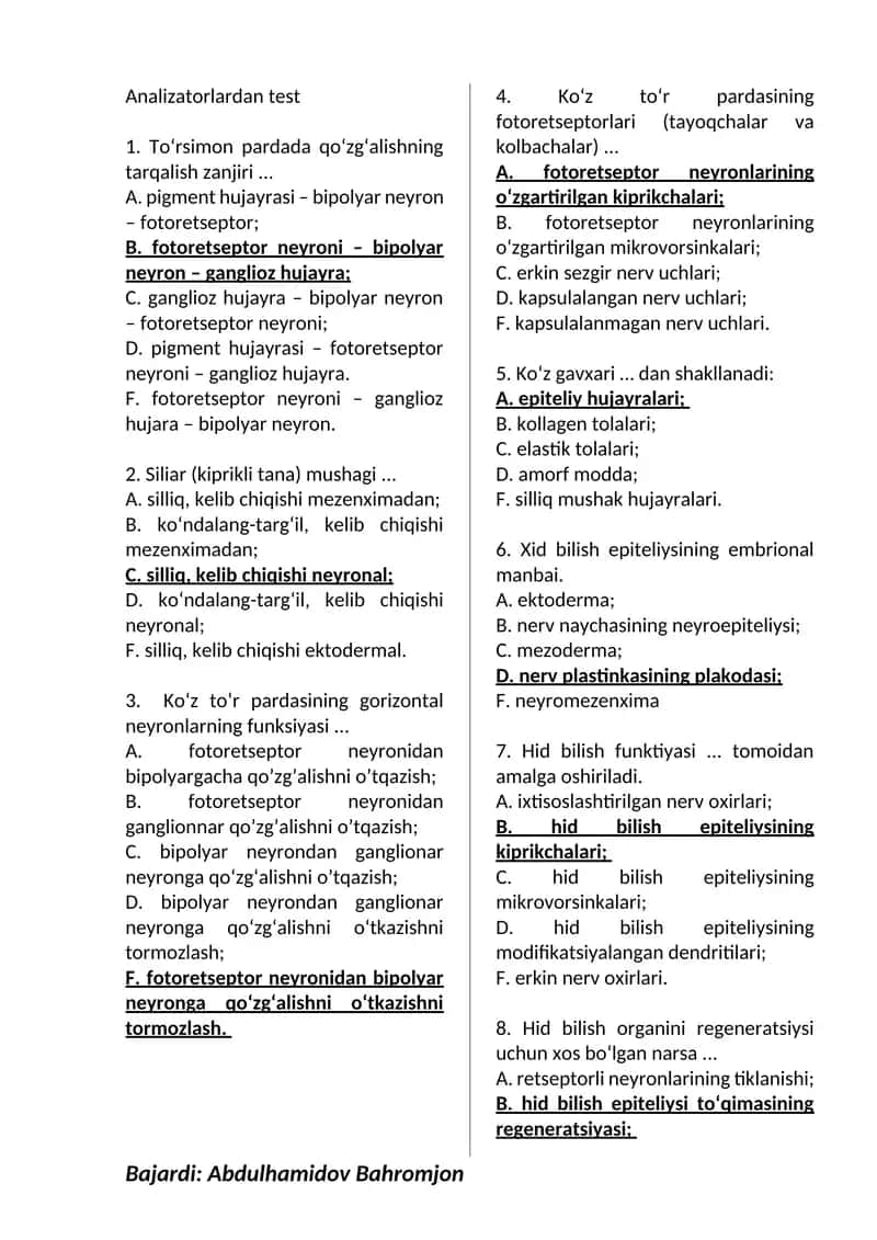 Analizatorlardan test 1