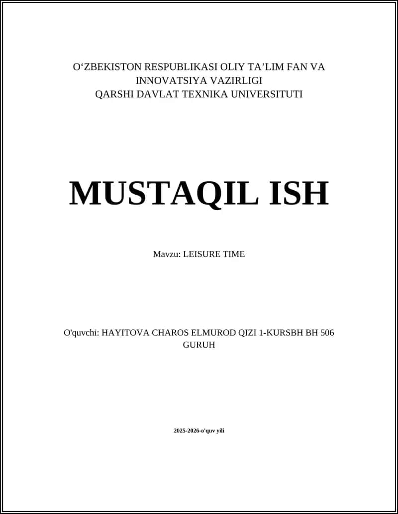LEISURE TIME 1