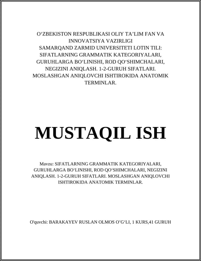 SIFATLARNING GRAMMATIK KATEGORIYALARI 1