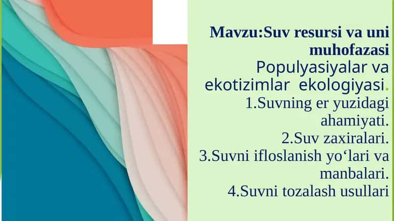 Suv resursi va uni muhofazasi 1