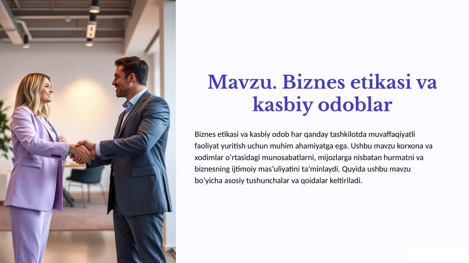 Biznes etikasi va kasbiy odoblar 1