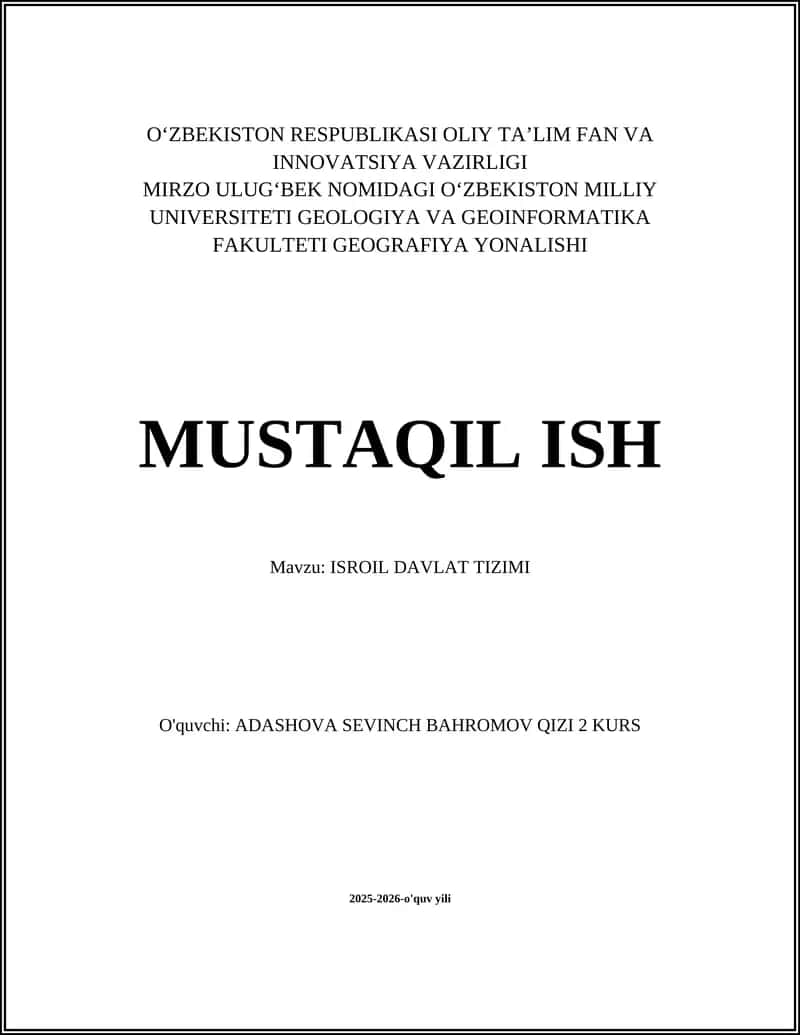 ISROIL DAVLAT TIZIMI 1
