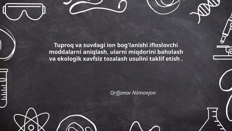 Tuproq va suvdagi ion bog'lanishi ifloslovchi moddalarni aniqlash 1