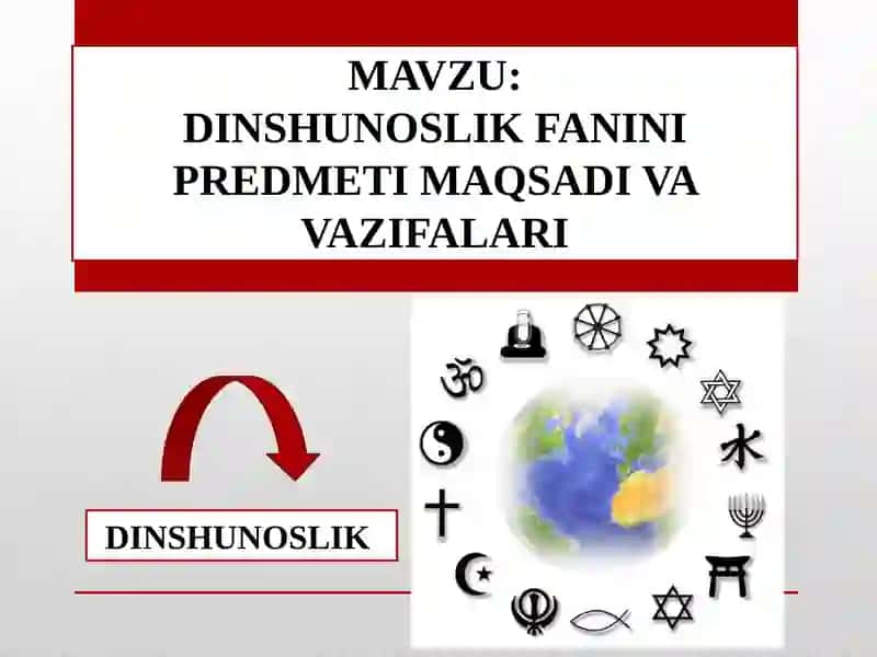 DINSHUNOSLIK FANINI PREDMETI MAQSADI VA VAZIFALARI