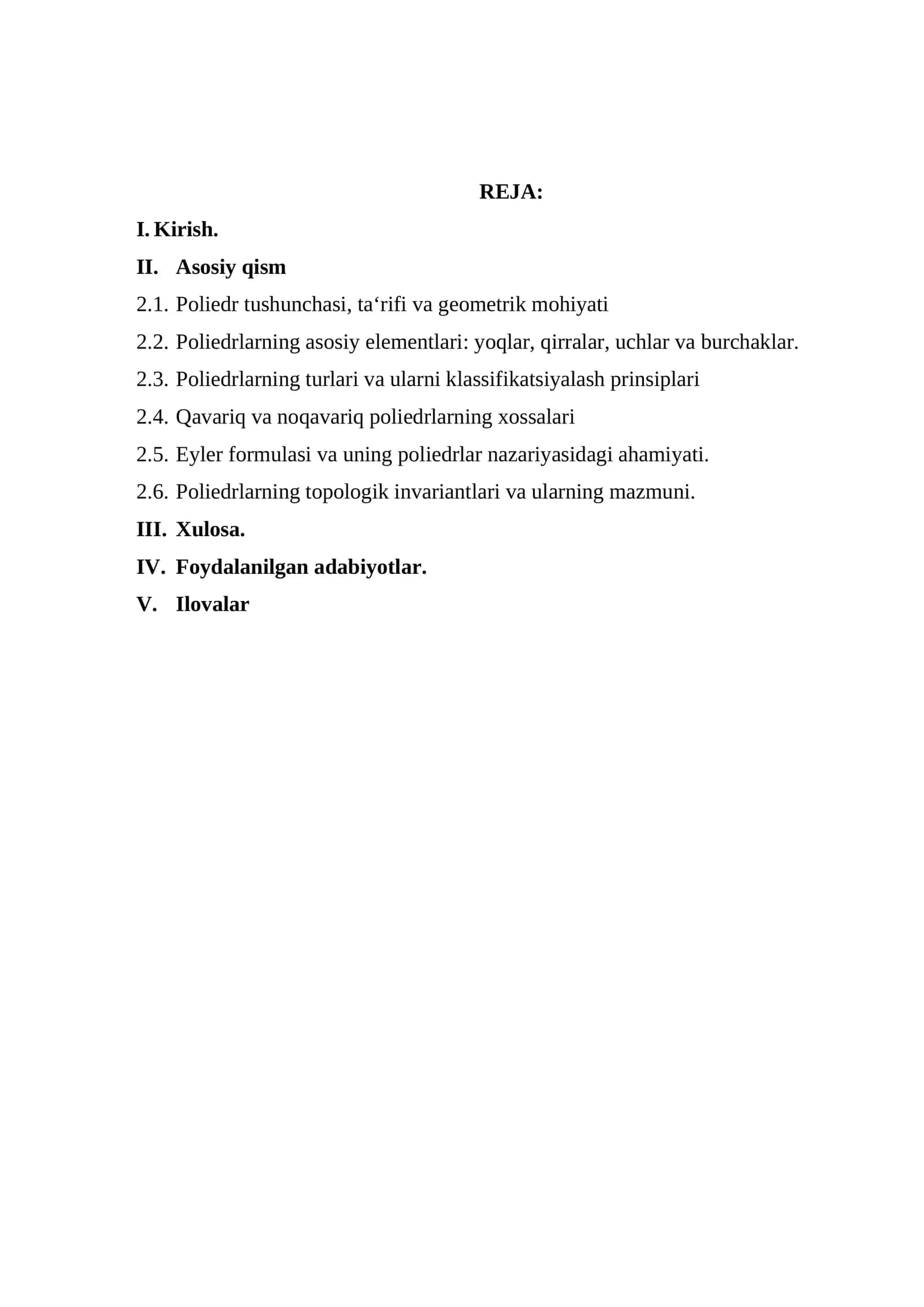 Poliedrlar va ularning topologik xossalari 1