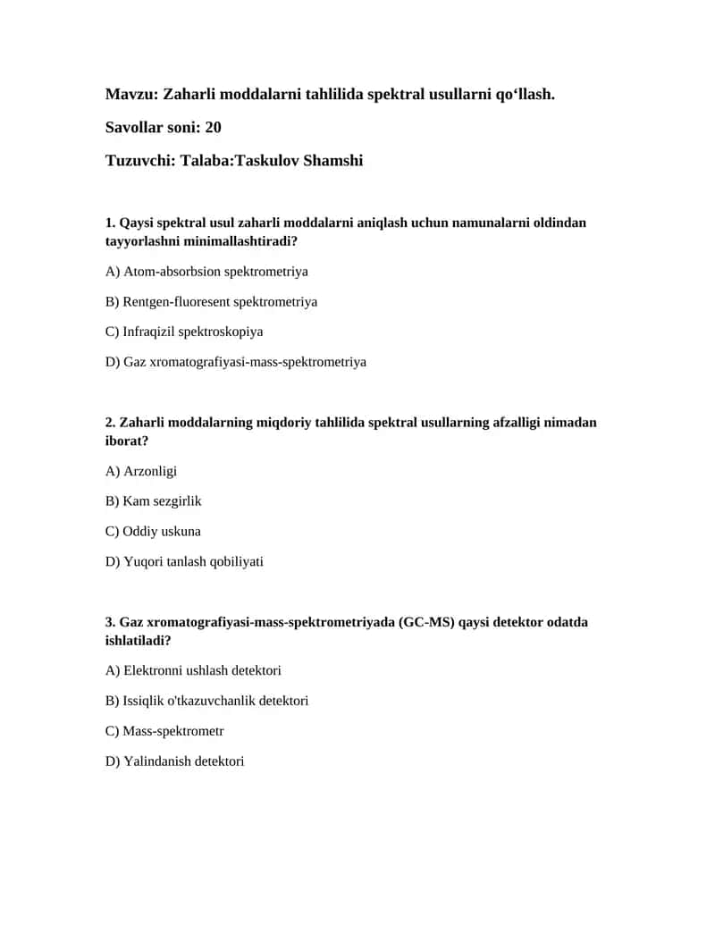 Zaharli Moddalar Spektral Analiz 1