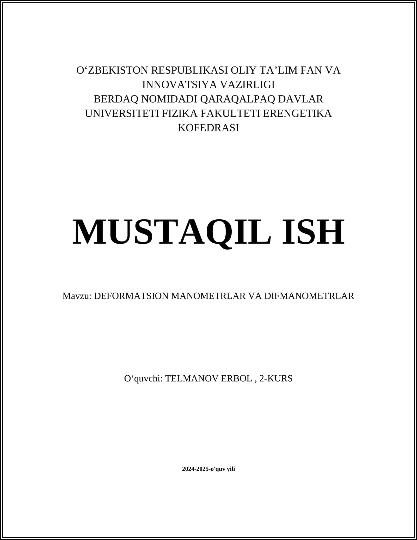 DEFORMATSION MANOMETRLAR VA DIFMANOMETRLAR 1